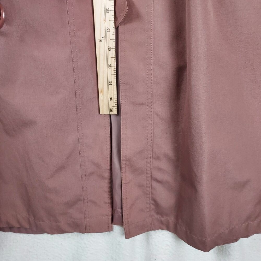 A.M. Creations Women’s Mauve Trench Coat Size 15/16 Made in Korea Belted - Picture 9 of 10